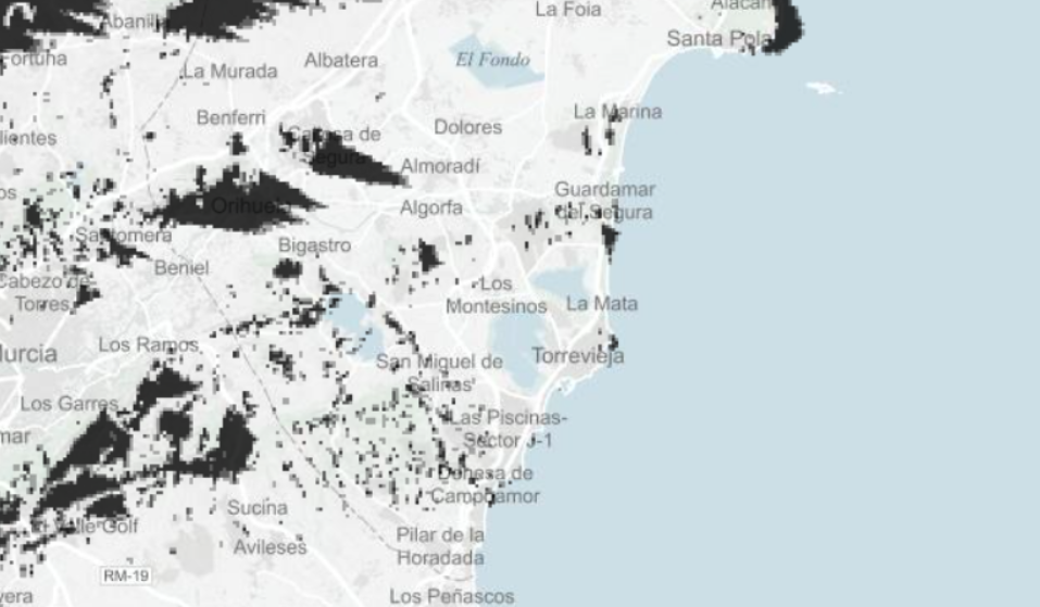 Mapa de visibilidad del eclipse solar en la Vega Baja